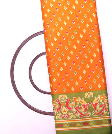 mustard yellow green red patola print silk fabric